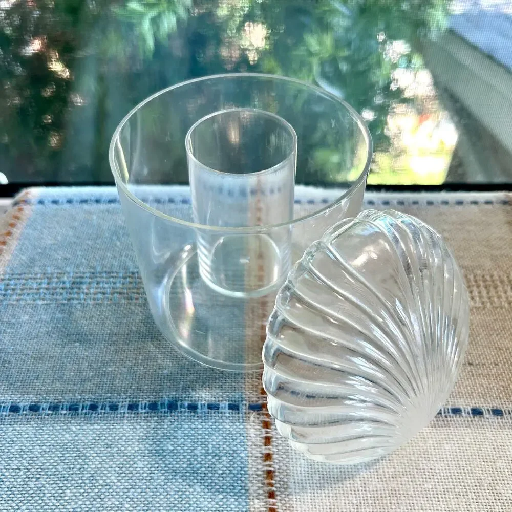 Vintage Lucite Vanity Jar with Seashell Lid – Acrylic Powder Jar Storage